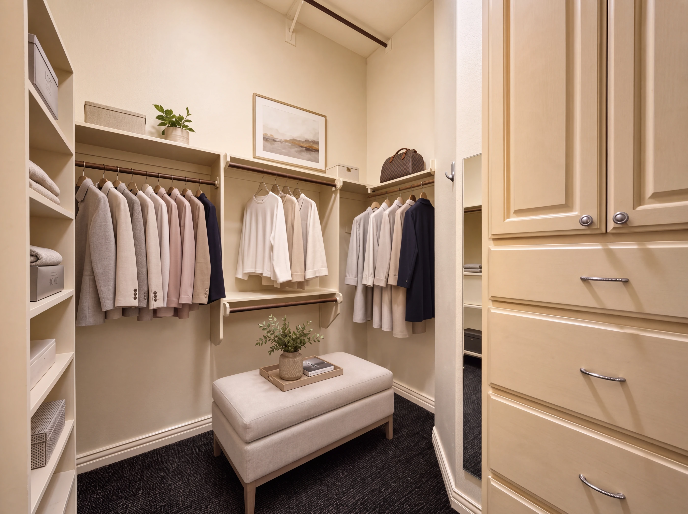 Primary walk-in closet with built-ins