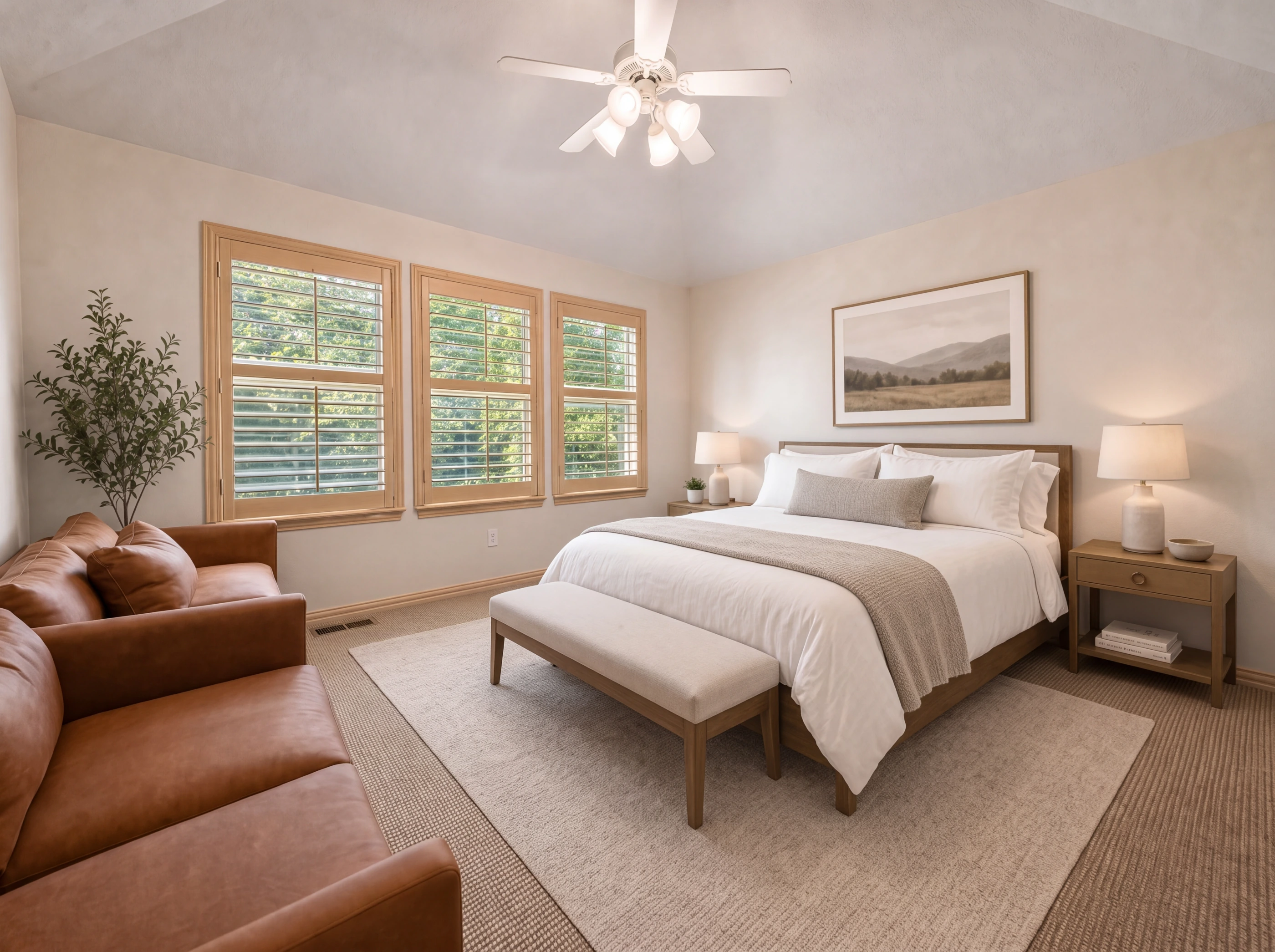 Upstairs guest bedroom with sitting area
